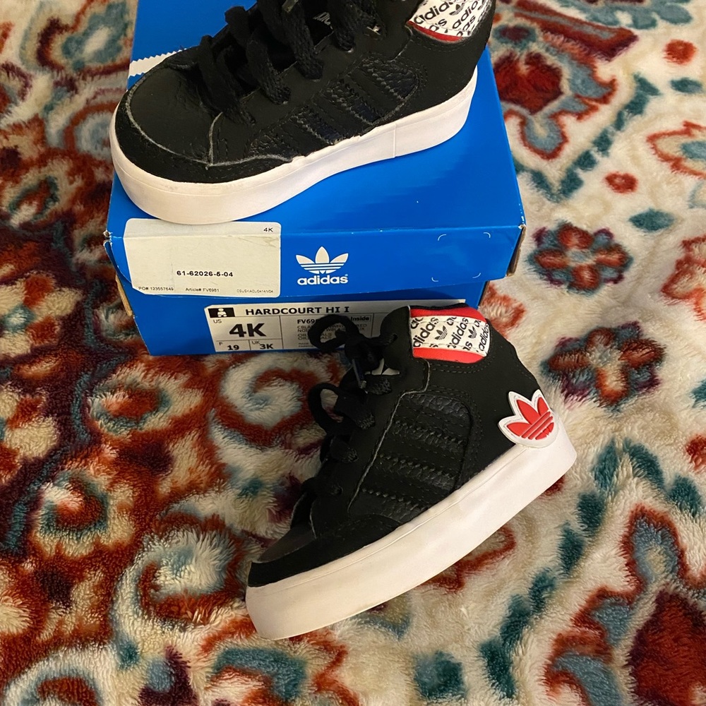 Toddler black and red adidas shoes